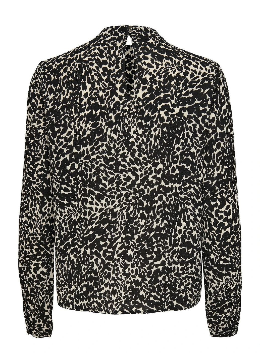 Бежева блуза демісезон,бежевий-чорний в візерунки, Only