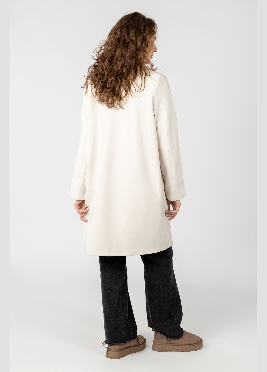 Молочне демісезонне Жіноче пальто колір молочний ЦБ-00234515 MADAME CIX