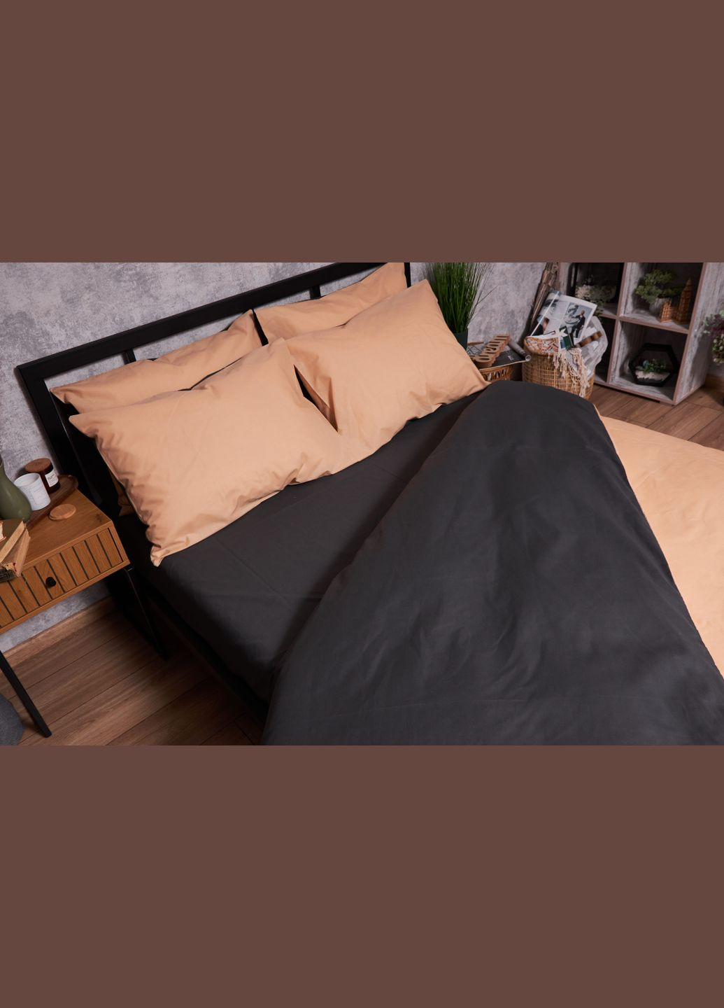 Комплект постільної білизни Бязь Gold Люкс полуторний 143х210 наволочки 2х40х60 (MS-820003305) Moon&Star Gray Cream (288043738)