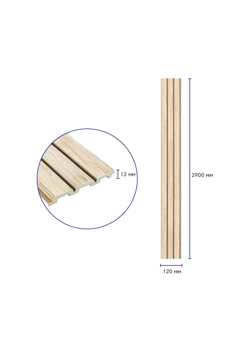 Рейка декоративная PS 2900х120х12мм Белый дуб SW-00001741 Sticker Wall (315790712)