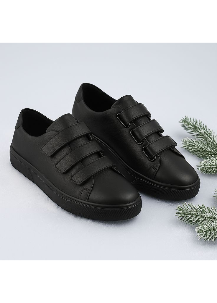 Женские зимние кроссовки Lux 5209 чёрные кожаные с шерстью на липучках Kindzer Lux-5209 чёрные зима (365589657)