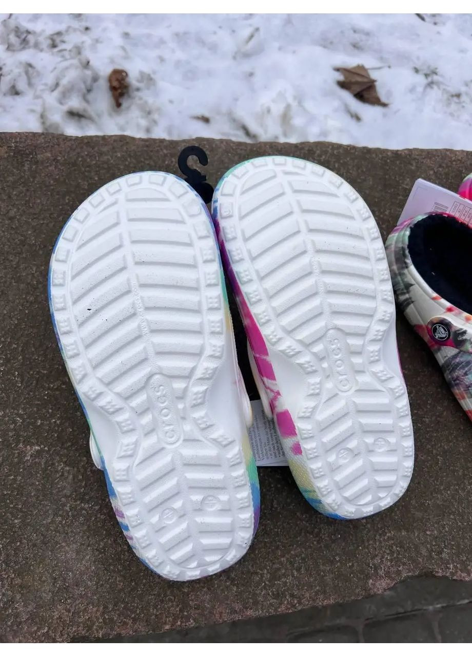 Сабо утепленные кроксы на меху домашние тапки оригинал новые Crocs Classic Tie-Dye Lined Clog (364989007)