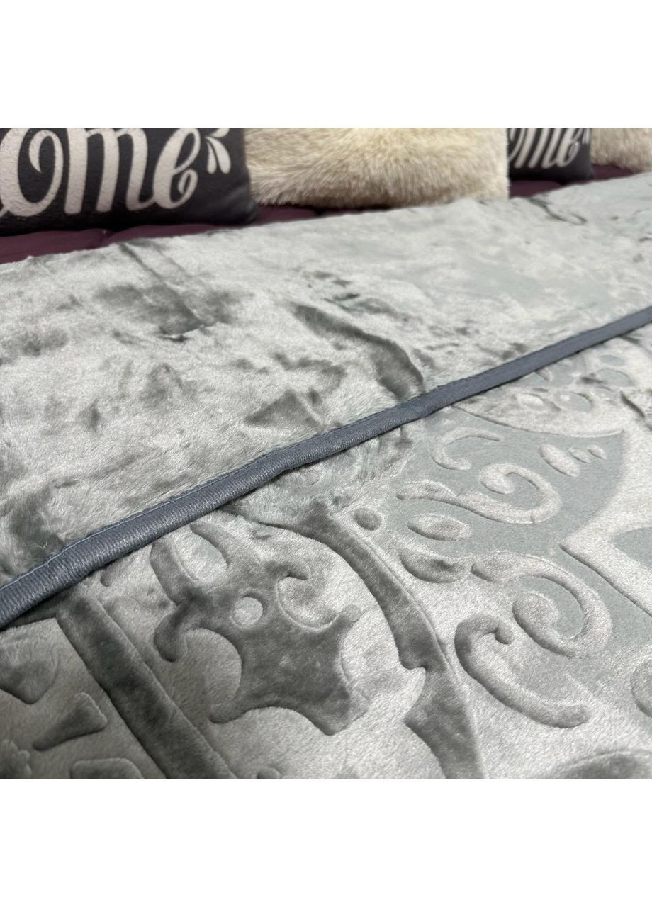 Тепле покривало на ліжко акрилове 200x230 см графітового кольору. No Brand (363834548)