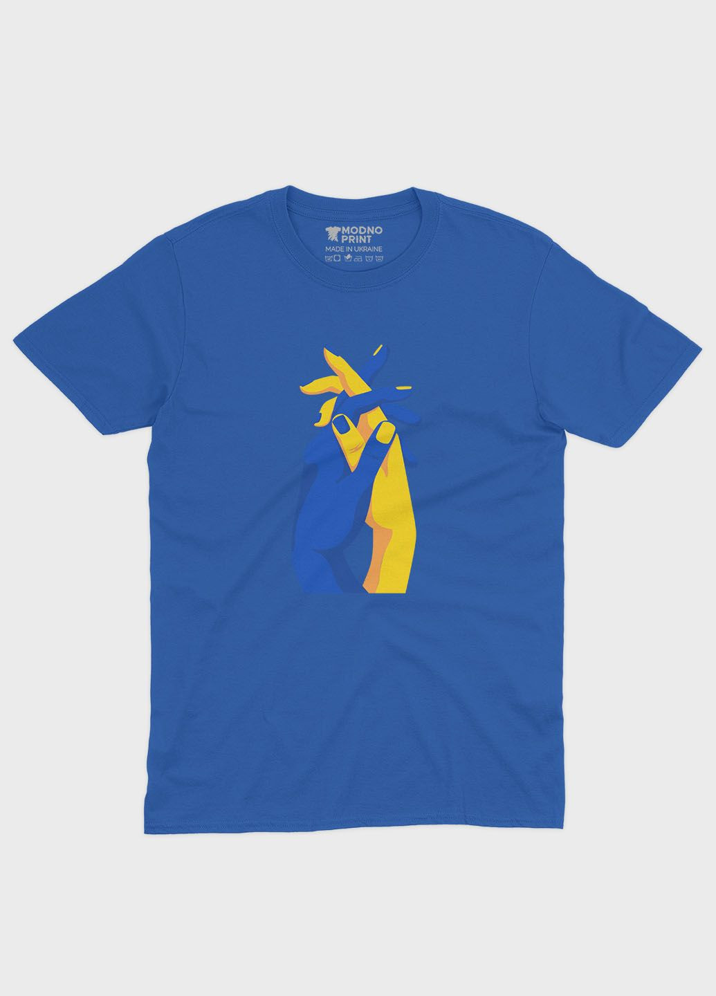 Синя чоловіча футболка з патріотичним принтом лодоні (ts001-2-brr-005-1-032) Modno