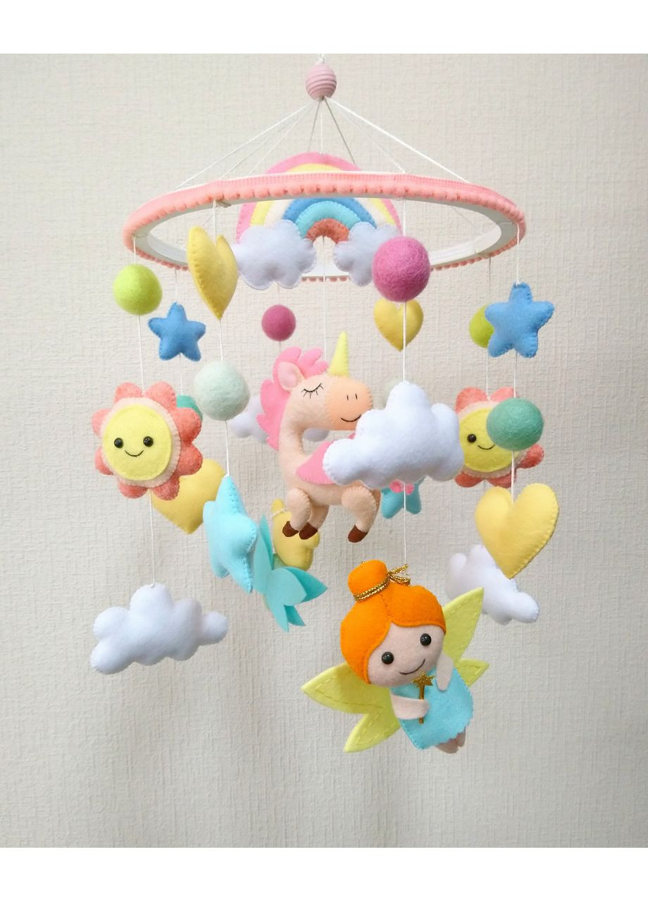Дитячий мобіль із фетру Чарівний Світ ручної роботи, Фетровий мобіль у ліжечко No Brand (362679081)