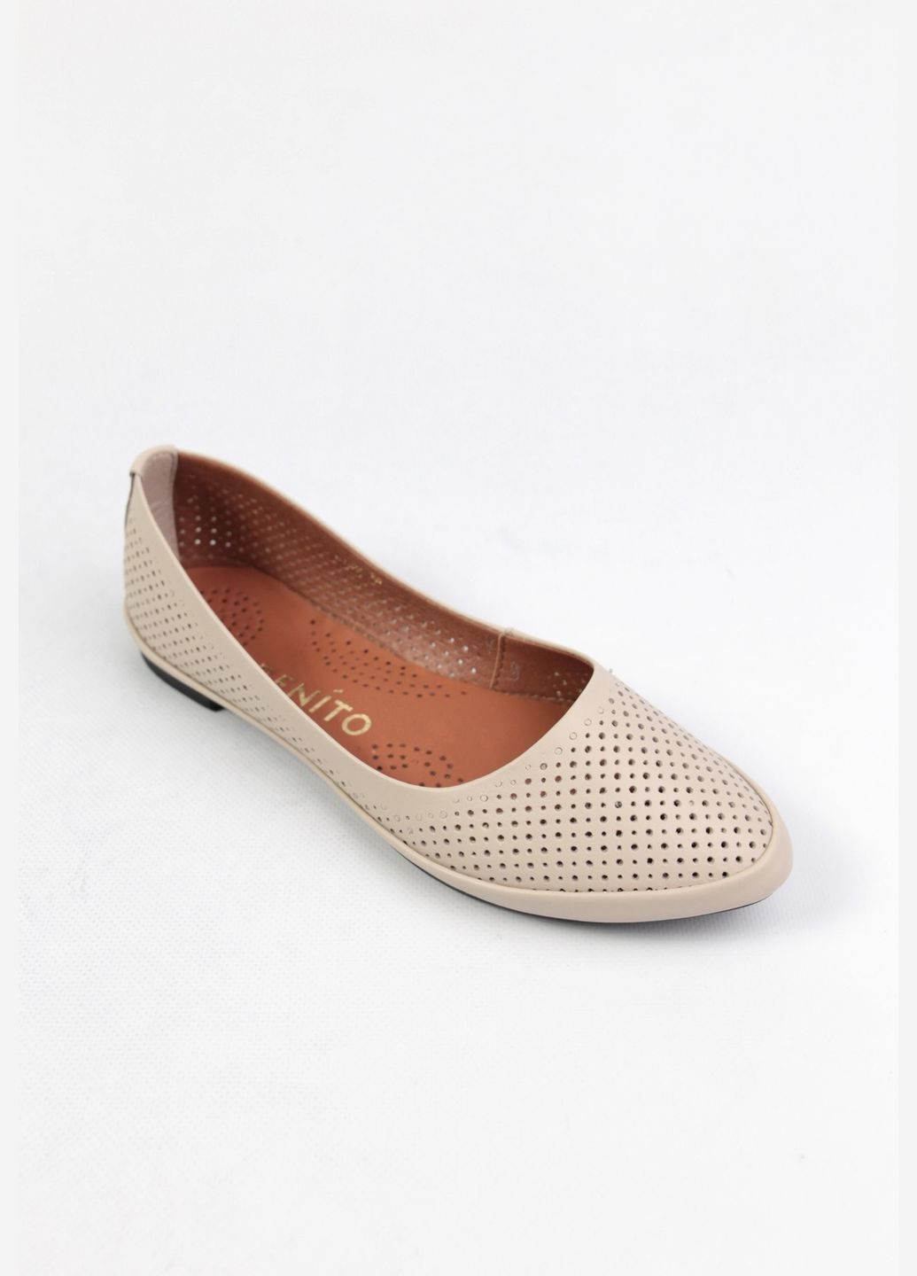 Жіночі балетки Benito | бежеві однотонні натуральна шкіра (324834891)