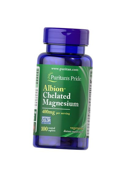 Магній, Albion Chelated Magnesium 400, Puritan's Pride 100каплет (36367261) Puritans Pride (315783070)