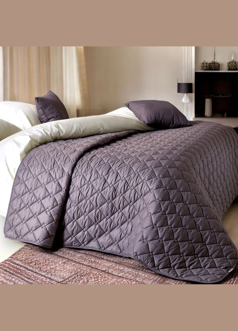 Двухстороннее покрывало Стиль Cube 180х210 см микрофибра с антиаллергенным волокном, шоколад/беж (8-32404*002) IDEIA (311226023)