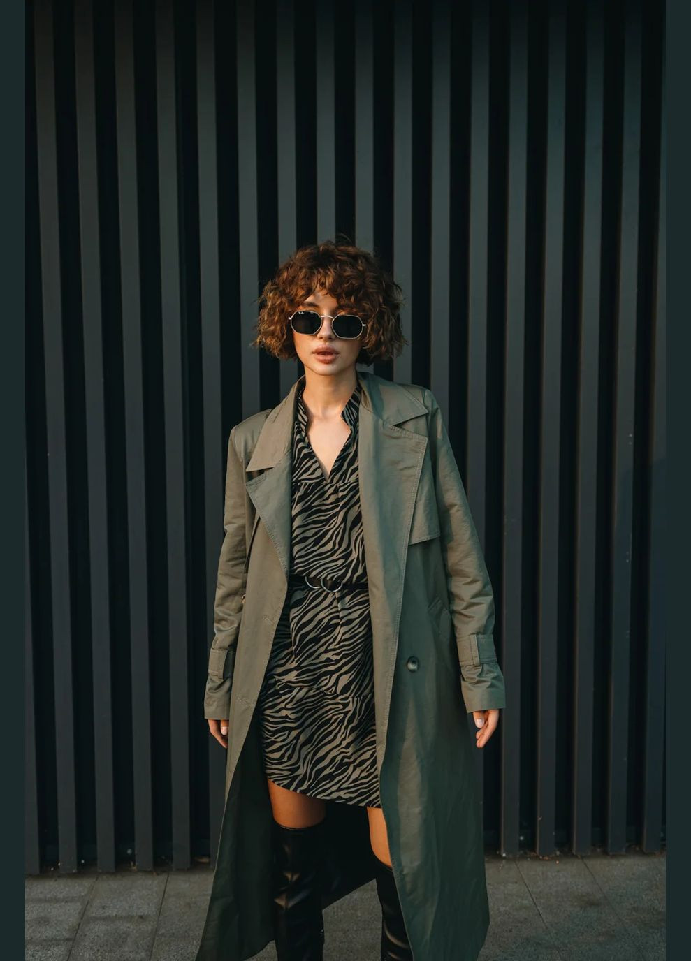 Темно-зелена повсякденний, кежуал сукня Seventeen зебра