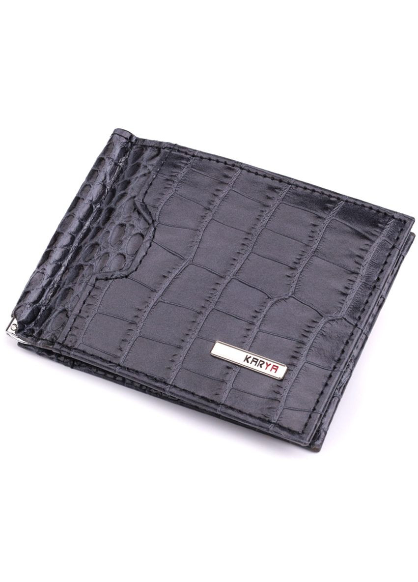 Практичний чоловічий гаманець-затиск із натуральної шкіри 22851 Karya (331907786)