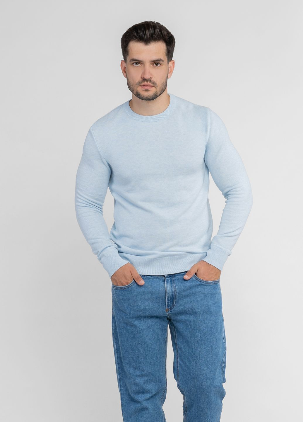 Блакитний зимовий джемпер чоловічий блакитний джемпер Arber Crew-neck AM