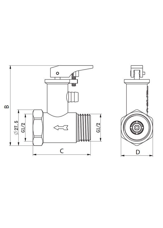 Предохранительный клапан для бойлера KR.1046.K - 1/2” 6BAR (c ручкой) (KR4764) KOER (322005388)
