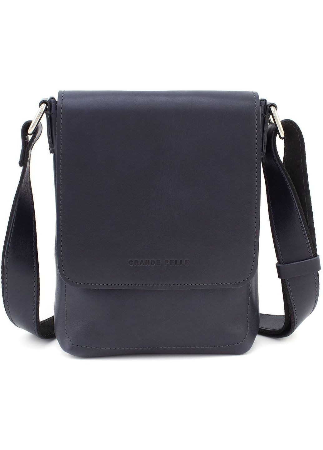 Маленька темно-синя барсетка через плече 751670 Grande Pelle (303832111)