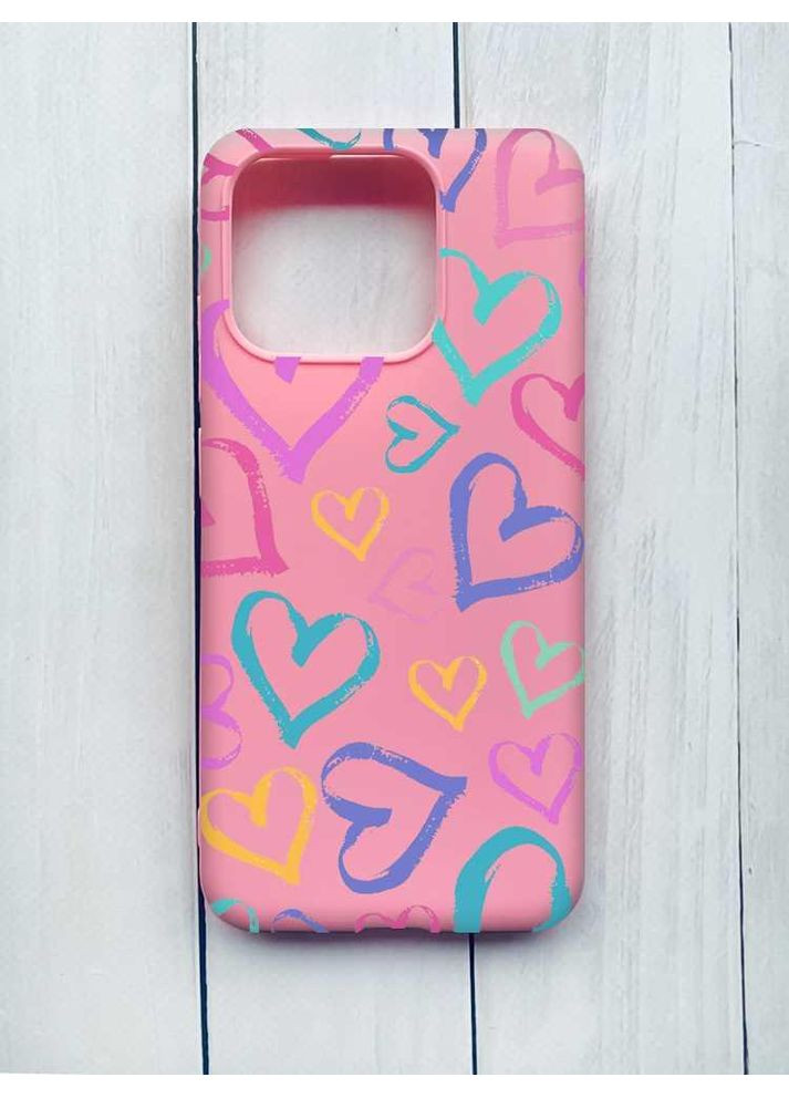 Матовый чехол на Xiaomi Redmi Note 13 Pro 5G Разноцветные сердечка (принт 332) Creative (355389200)