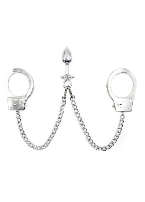 Наручники с цепями и анальной пробкой - Садо-мазо No Brand (367624415)