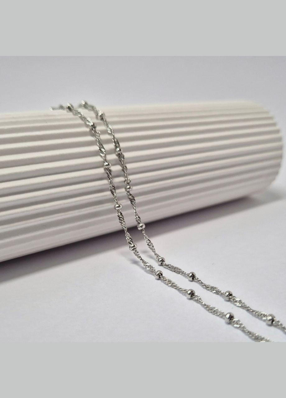 Срібна цепочка кольє Сінгапур із Кульками см срібло 925 проби родоване 193р2/45 4.00г No Brand (322504314)