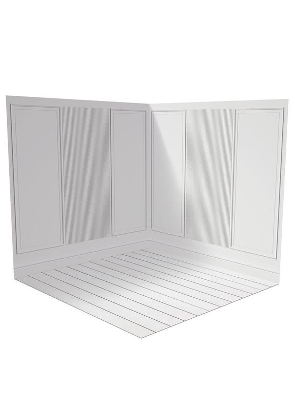 Угловой виниловый фотофон 3D, белая панельная стена, мраморный пол для фотосъёмки, 50×50 см, №58479 PhotoVinyl (354376138)