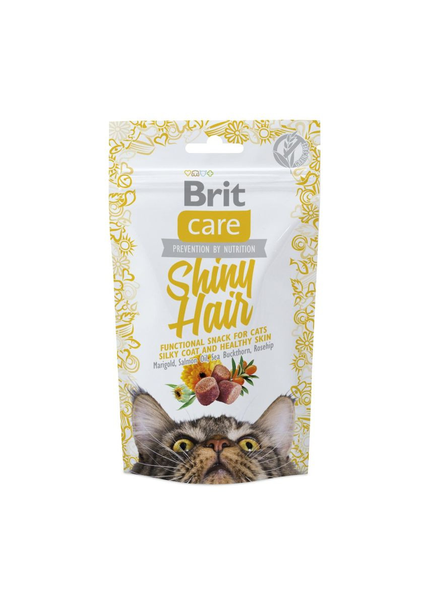Лакомство для кошек Care Functional Snack Shiny Hair 50 г, для кожи и шерсти Brit (292258886)