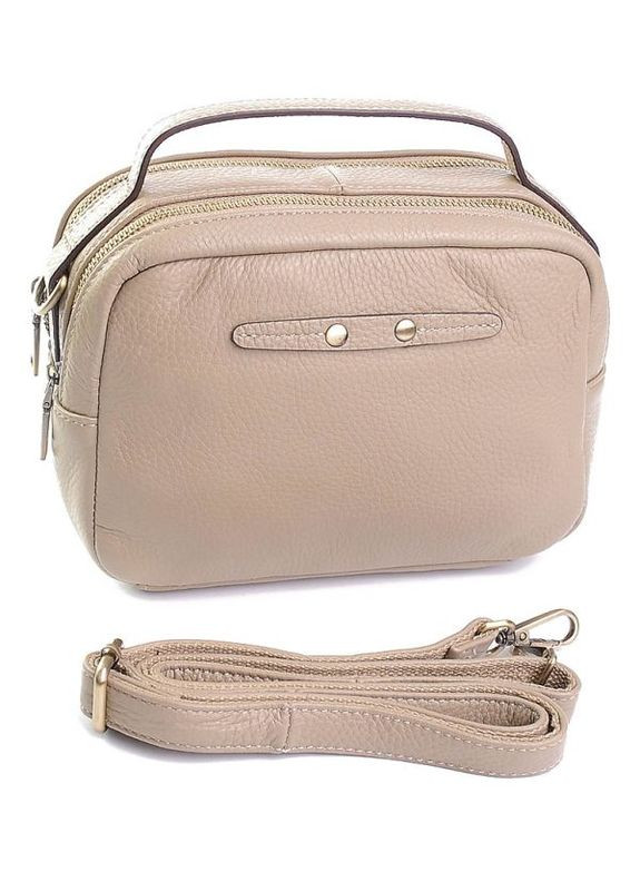 Сумка кожаная женская Кросс Боди функциональная бежевая NIUNIU (300852869)