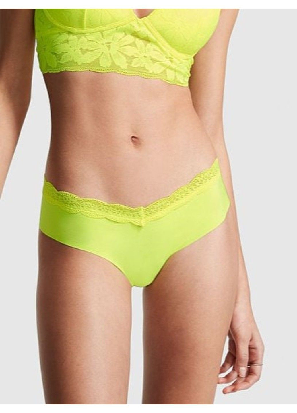 Трусики-чики женские бесшовные PINK желтый неон XS Victoria's Secret (316659417)