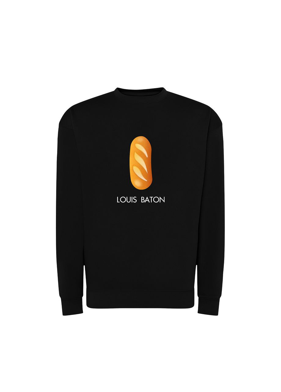 Чорний світшот з принтом "louis baton". з гумором про louis vuitton (10802882022) ТiШОТКА (365436095)