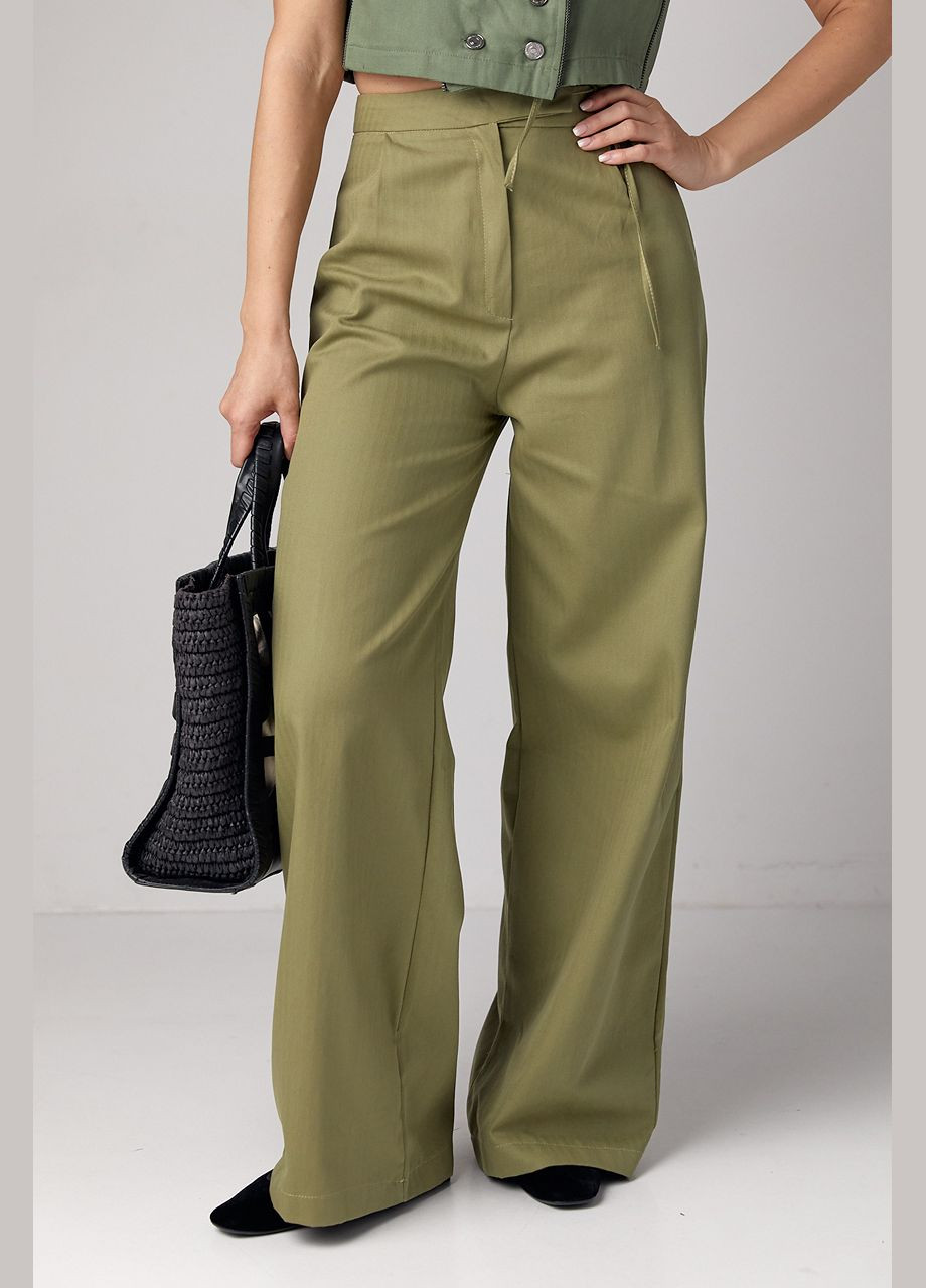 Женские классические брюки в елочку - хаки Lurex (296470754)