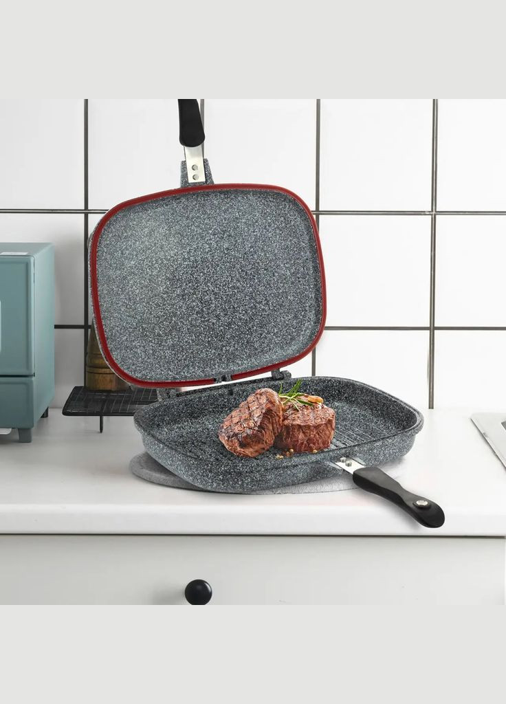 Сковорода-гриль подвійна KM-100516 32х7.5 см сіра Ofenbach (347247228)