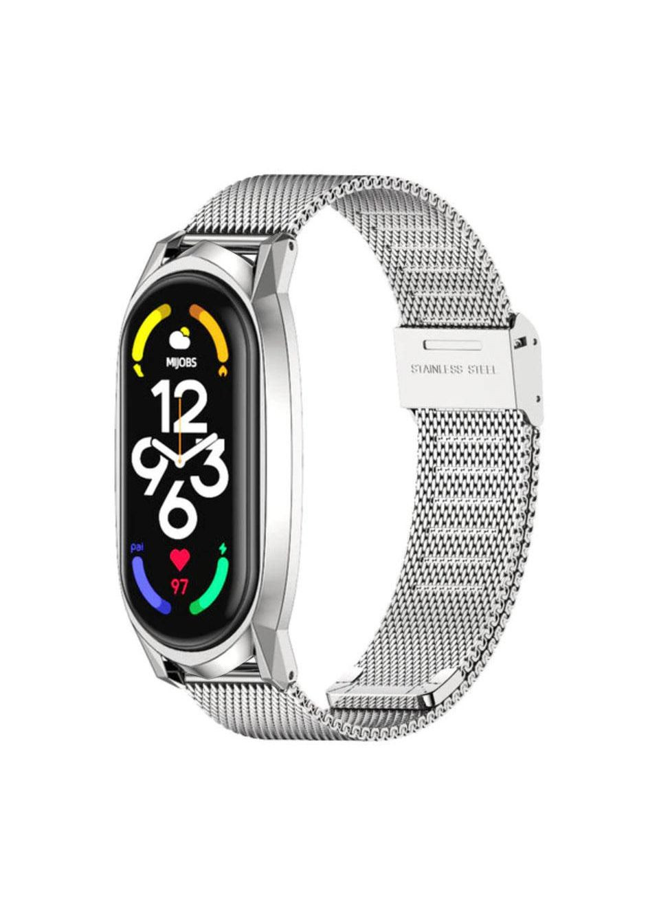 Ремешок металлический Mijobs миланское плетение для фитнес браслета Xiaomi Mi Smart Band 7 Silver Primo (266914509)