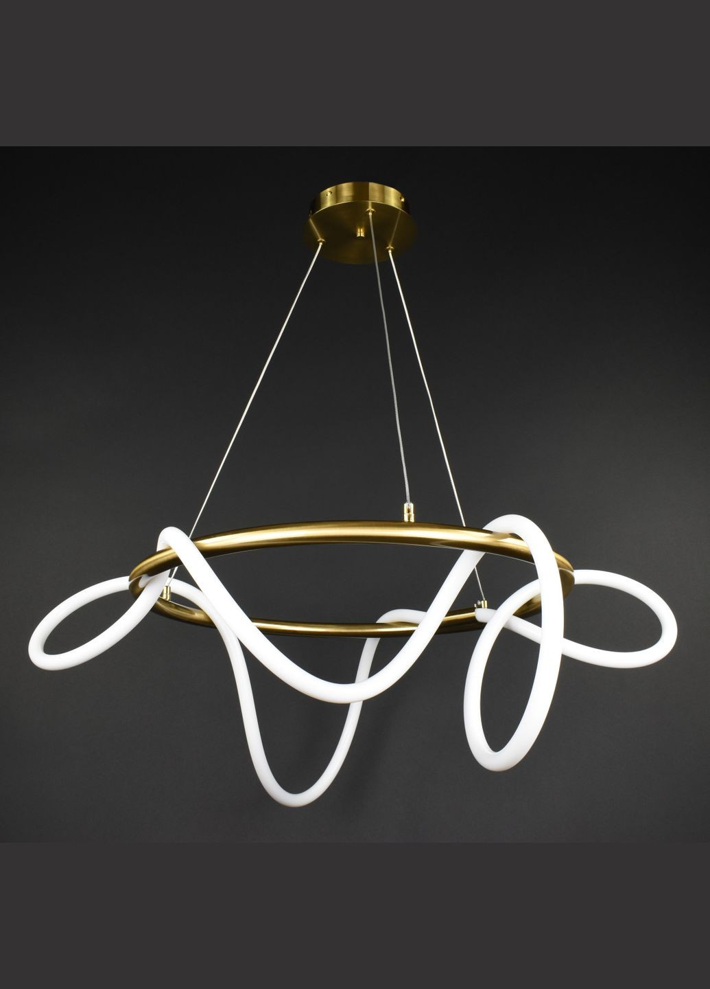 Люстра світлодіодна підвісна LED світильник для квартири на стелю лед 27728 Латунь 50-150х80х80 см. Sunnysky (364756285)