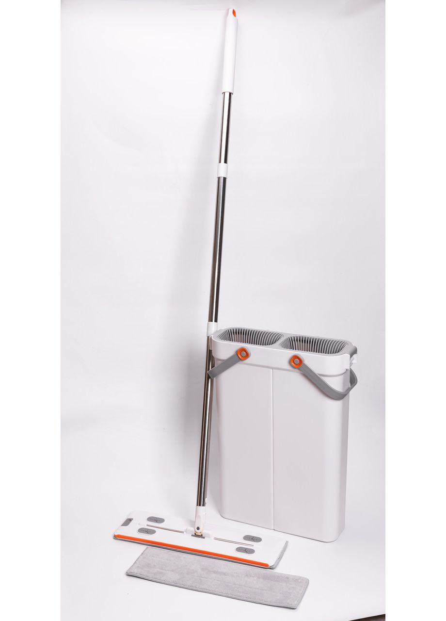Швабра с ведром для мытья пола с отжимом -35015-18 плоская насадка микрофибра для уборки дома чистящее средство ProDobro (364191048)