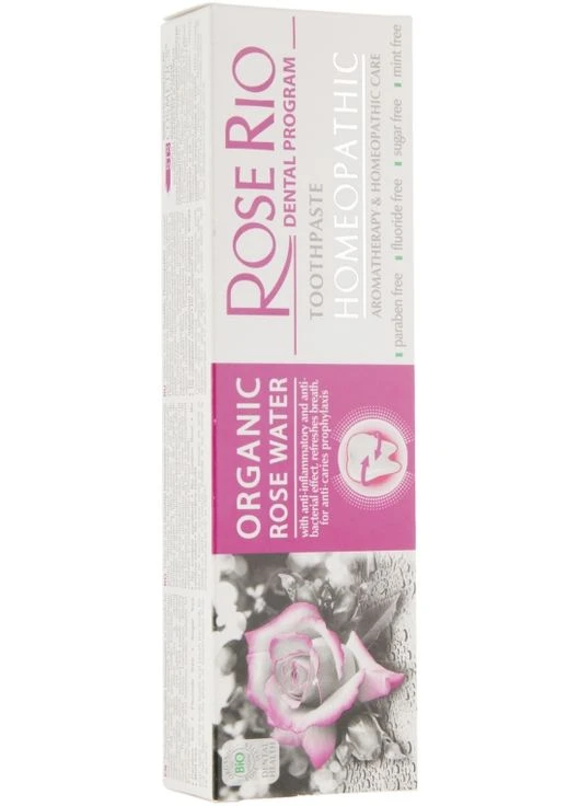 Зубна паста гомеопатична Rose Rio Homeopathic Organic Rose Water Toothpaste 65ml (269153-31019767) STS Cosmetics (368615103)