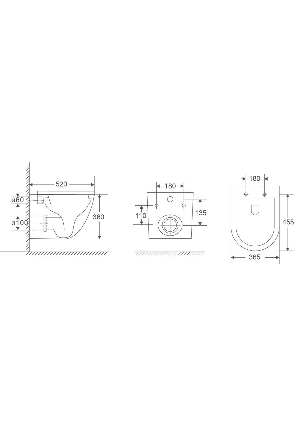 Унитаз подвесной Premium Ellipse-0303-R Black 520x365x360mm, система смыва RIMLESS (MP6464) Mixxus (321204383)