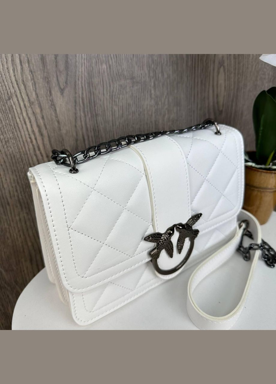 Мини сумочка клатч стеганная с птичками из экокожи белая (sku_1303Б) No Brand (330576178)