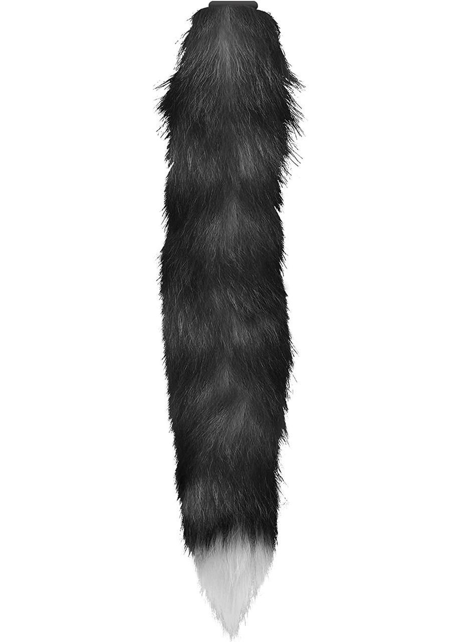 Анальная пробка с хвостом Anal plug faux fur fox tail black polyeste No Brand (294181903)