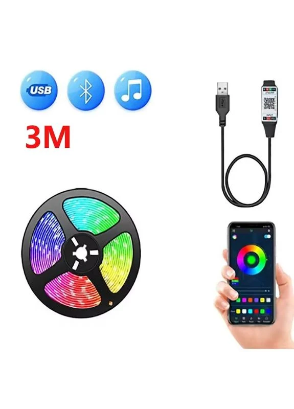 Светодиодная лента ColorRGB 5050 с Bluetooth 3 метра для подсветки телевизора No Brand (327400557)