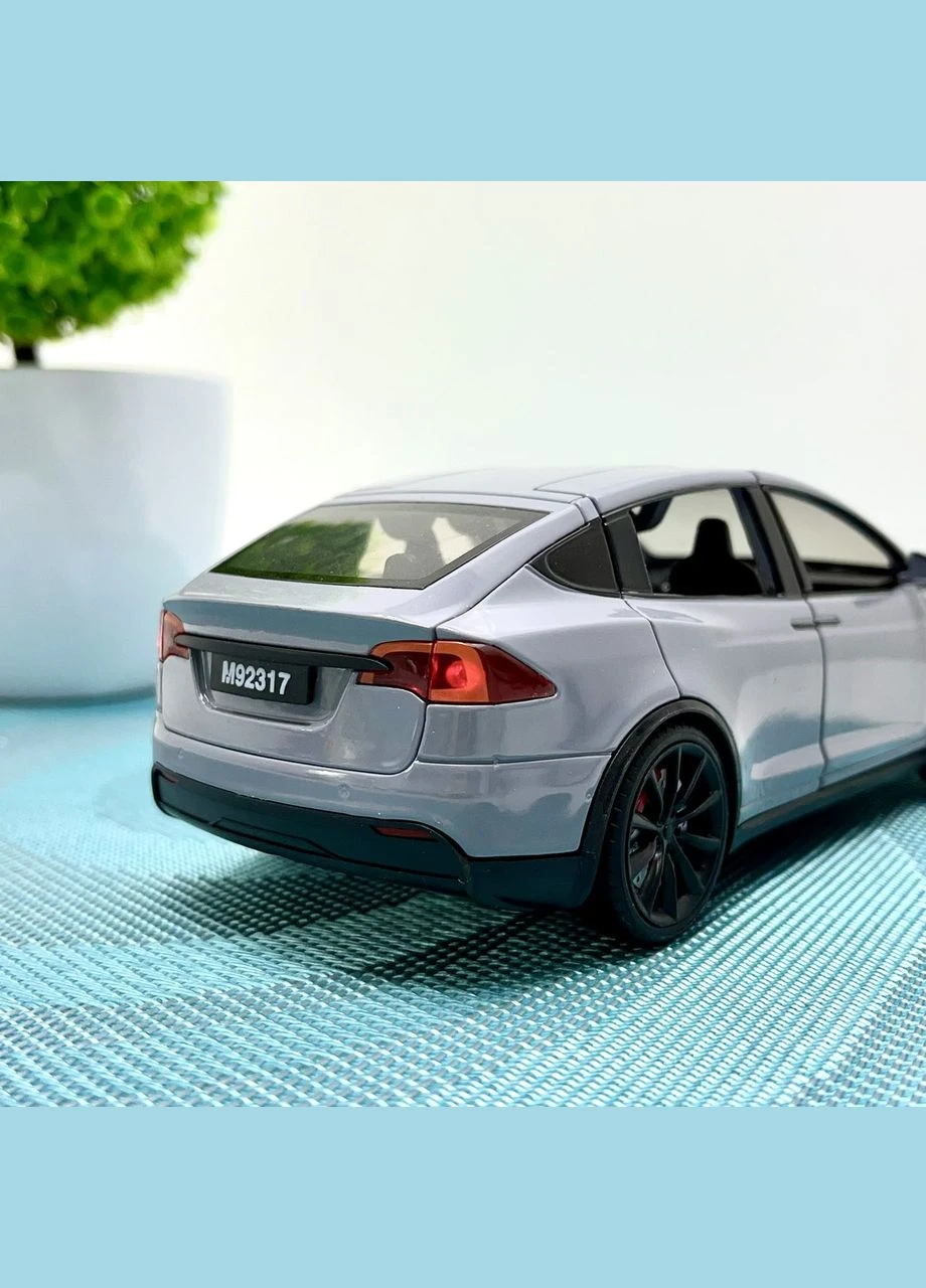 Машина Tesla Model X инерционная открываются двери капот багажник 17см Серая (AP-2004) No Brand (302673633)