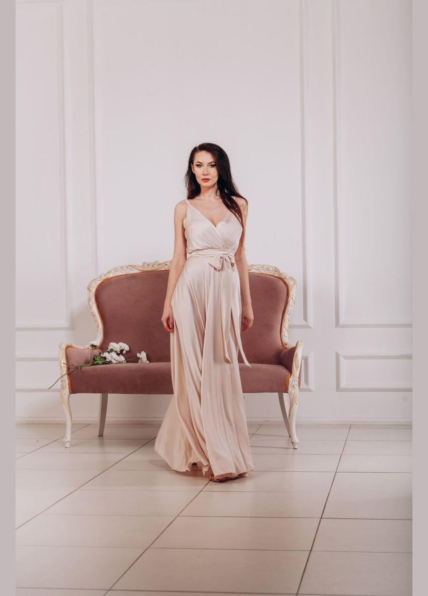 Золотий вечірня плаття а-силует, з спідницею-сонце, на запах FashionYouWant однотонна