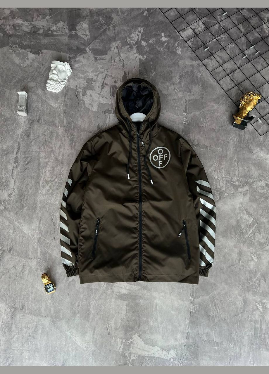 Оливковая (хаки) стильная ветровка off-white No Brand