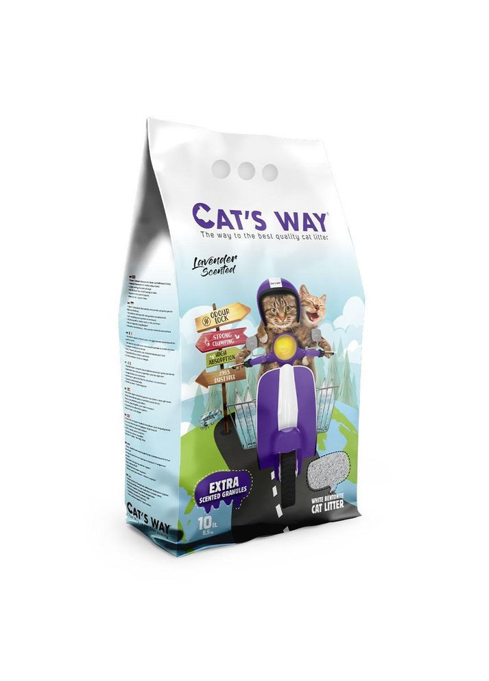 Бентонитовый наполнитель для котов Лаванда + фиолетовые гранулы, 10л Cat's Way (278309338)