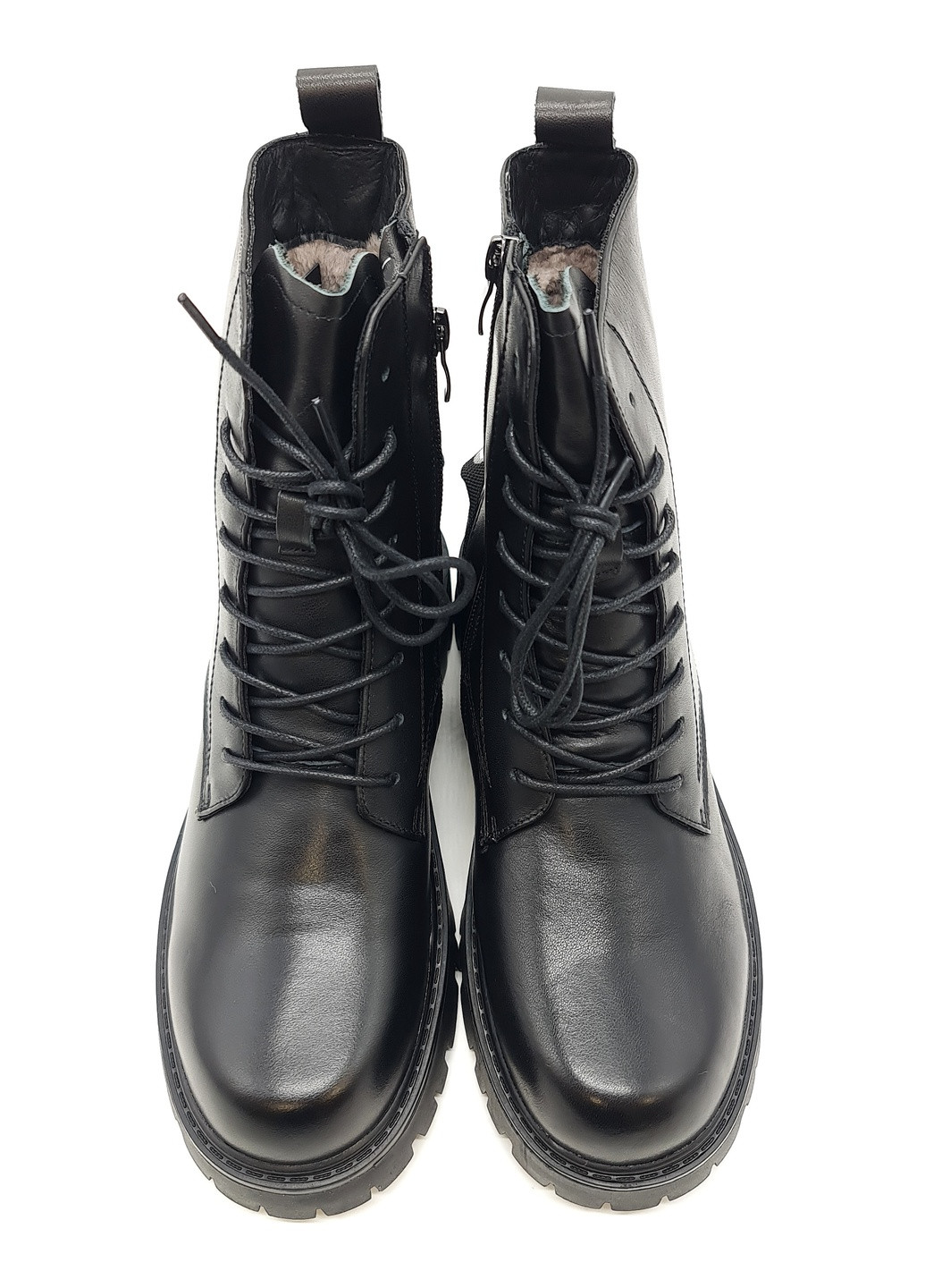 Осенние женские ботинки на овчине черные кожаные eg-14-2 23 см (р) Egga