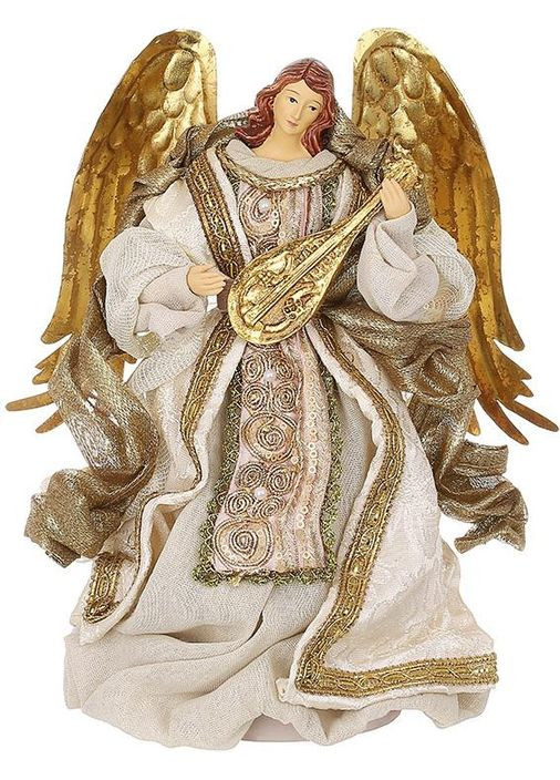 Декоративна фігура Різдвяний Ангел 26см із полістоуну та тканини новорічна прикраса для дому янголятко BonaDi (368981228)