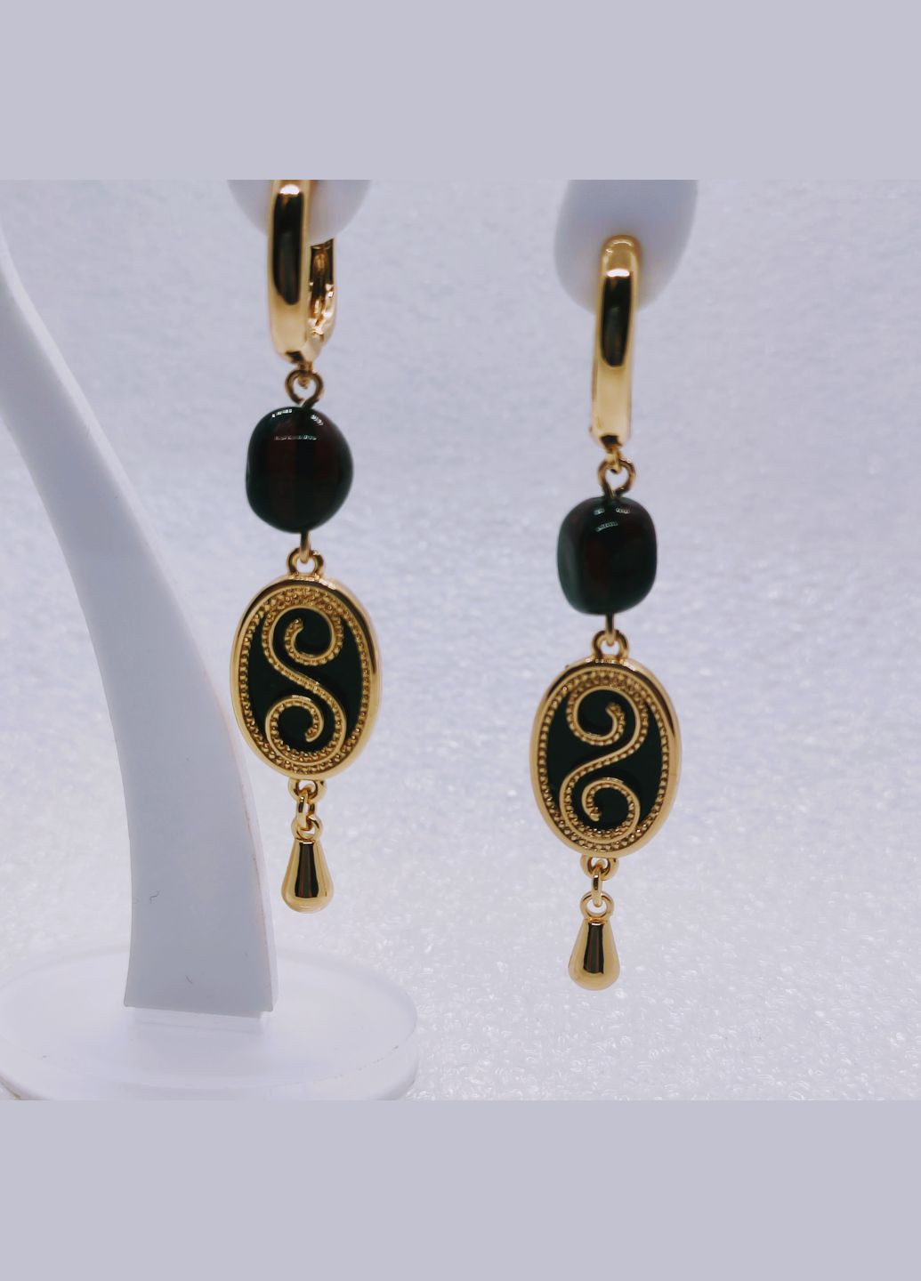 Сережки 3187 з натуральним бурштином MINOV (317045168)