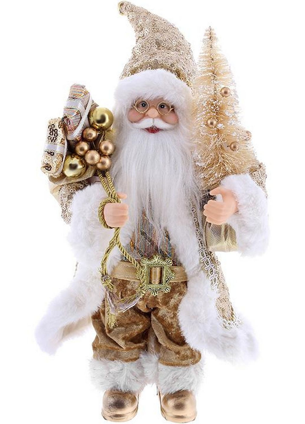 Новорічна фігура "Санта Клаус з подарунками та ялинкою" з паєтками BonaDi (279312211)