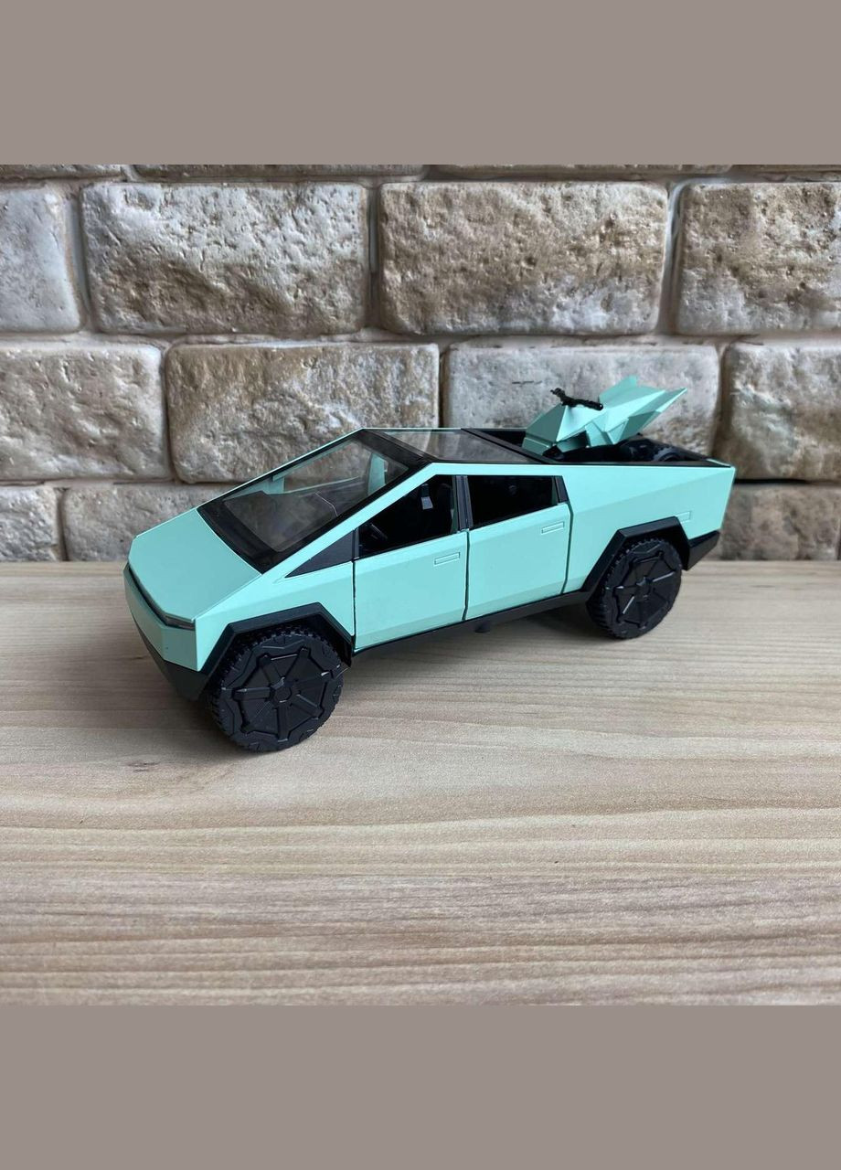Машина металлическая Tesla Cybertruck 1:32 17см + квадроцикл 5 см Бирюза No Brand (371805070)
