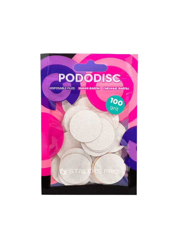 Змінні файли білі для педикюрного диску L 100 грит Pododisc, 50 шт Staleks PRO (352174998)