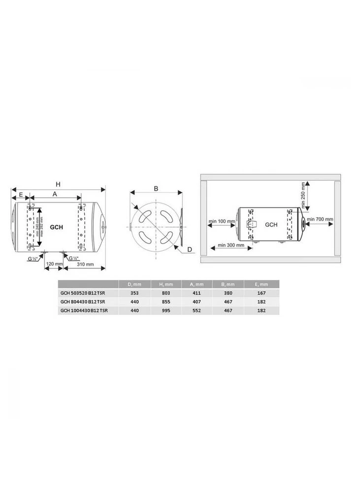 Водонагреватель (бойлер) электрический накопительный Bilight (GCH 8044 30 B12 TSR) накопительный TESY