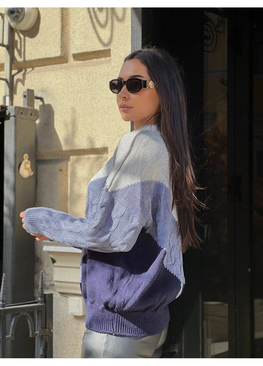 Синій демісезонний жіночий в’язаний светр джемпер No Brand