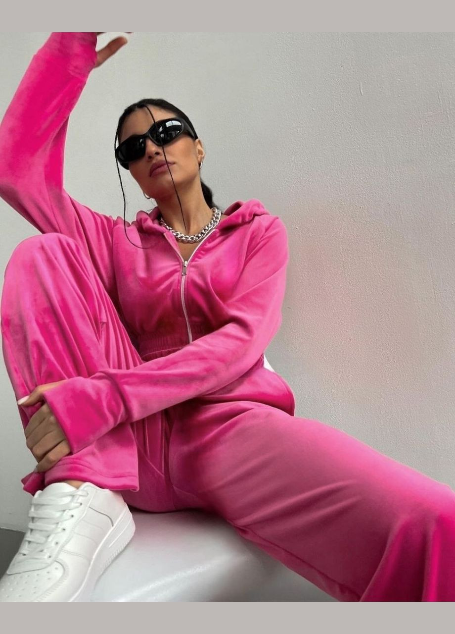 Женский велюровый костюм укороченная кофта и широкие брюки MonCher (333655282)