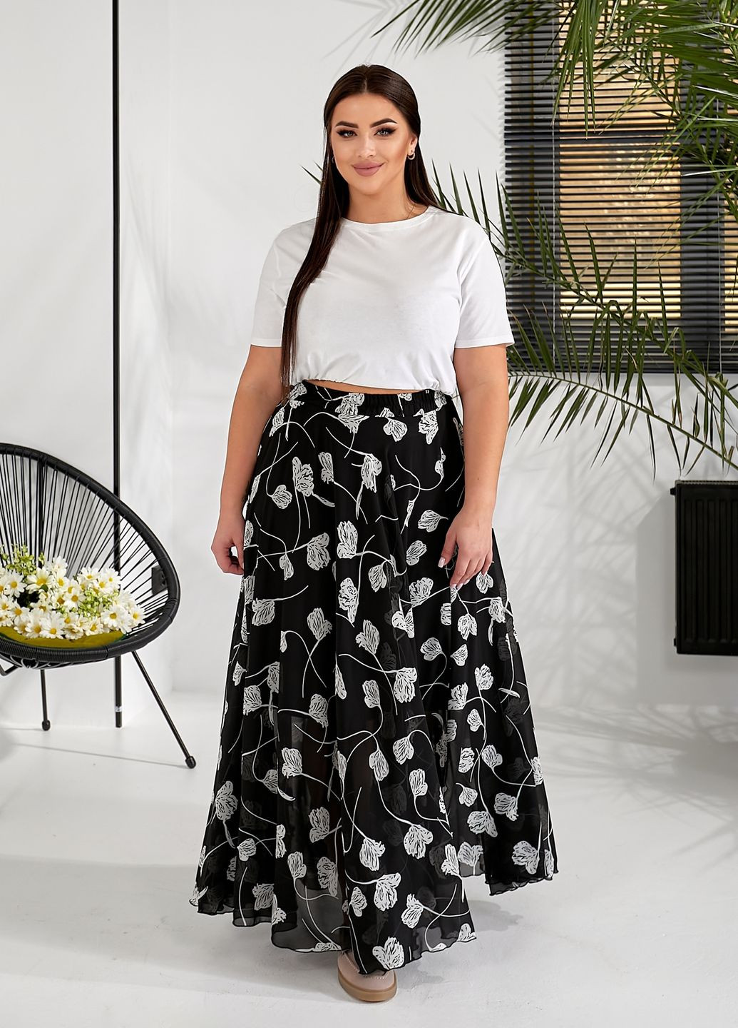 Шифонова спідниця-максі кльош No Brand (328148810)