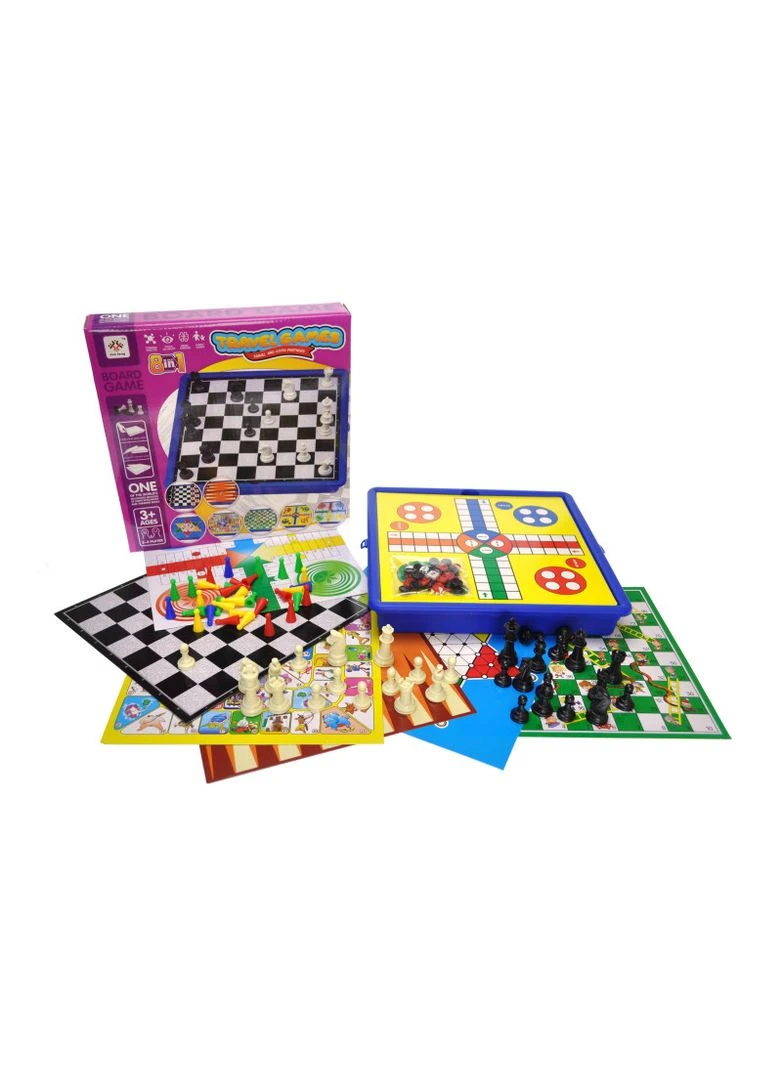 Шахматы 8в1 в коробке JF378-10 р. 26*26*4,8 см YG Toys (387094639)